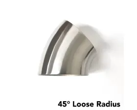 Ticon Industries 3in Diameter Titanium 45 Degree Loose Radius Elbow 1.5D 1.2mm/.039in No Leg