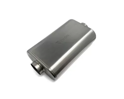 Ticon Industries 17in OAL 3.0in Center In/Out Oval Ultralight Low Profile Titanium Muffler - 116-07623-0200