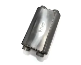 Ticon Industries 17in OAL 2.5in Thin Oval Matte Finish Titanium Muffler - 2.5in Dual In/Dual Out