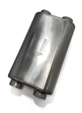 Ticon Industries 17in OAL 2.5in Thin Oval Matte Finish Titanium Muffler - 2.5in Dual In/Dual Out                                     - 116-06323-0250 - Image 3