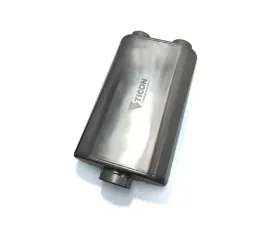Ticon Industries 17in OAL 3in Thin Oval Matte Finish Titanium Muffler - 3in Center In/2.5in Dual Out