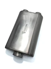 Ticon Industries 17in OAL 3in Thin Oval Matte Finish Titanium Muffler - 3in Center In/2.5in Dual Out                                     - 116-07623-0220 - Image 3