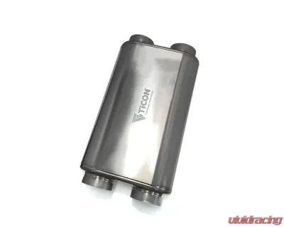 Ticon Industries 17in OAL 3.0in Dual In/Out Thin Oval Titanium Muffler - Matte - 116-07623-0250