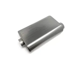 Ticon Industries 17in Overall Length 2.5in Thin Oval Titanium Muffler - 2.5in Center In/Offset Out