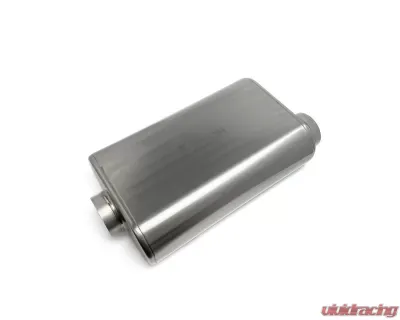 Ticon Industries 17in Overall Length 2.5in Thin Oval Titanium Muffler - 2.5in Center In/Offset Out - 116-06323-0210