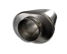Ticon Industries 12in Overall Length 3.5in Oval Titanium Muffler - 3.5in Center In/Center Out