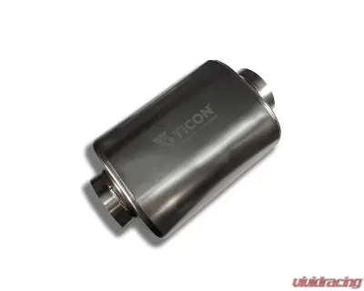 Ticon Industries 12in Overall Length 3.5in Oval Titanium Muffler - 3.5in Center In/Center Out - 116-08913-0100