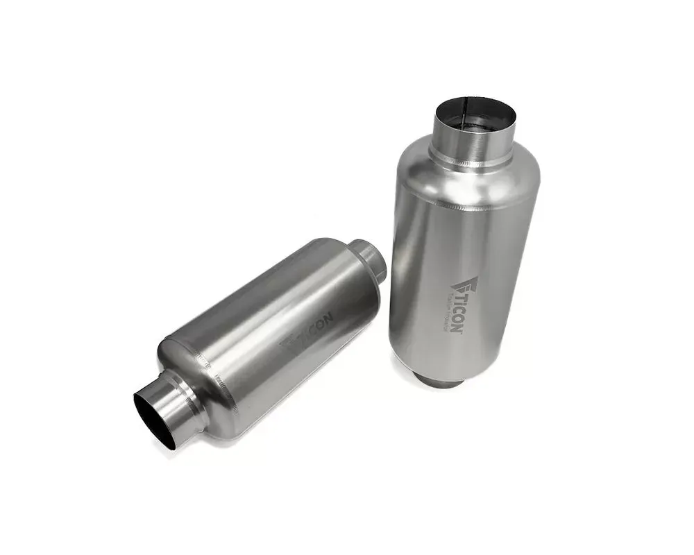 Ticon Industries 12in OAL 4.0in In/Out Ultralight Titanium Muffler - 116-10213-0000