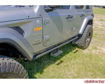 N-Fab RKR Step System Cab Length Textured Black Jeep Wrangler 18-24 - J184RKRS4