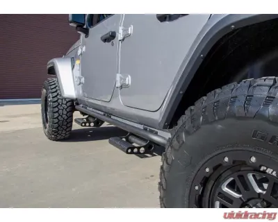 N-Fab RKR Step System Cab Length Textured Black Jeep Wrangler 18-24 - J184RKRS4