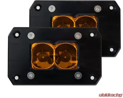 Heretic Studio 2" Light Bar Flood Amber Flush Mount - Pair Pack - 50215
