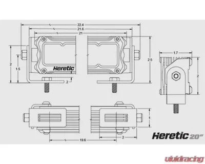 Heretic Studio 20"Light Bar Kit Amber Combo Bumper Mount Ford Bronco - 56042