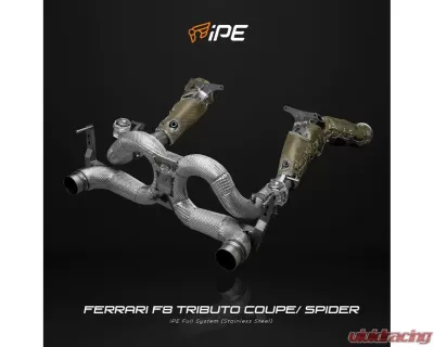 IPE SS Catback Exhaust System w/ Polished Silver Tips + Heat Shield Ferrari F8 Tributo | Spider 2020-2024 - 0F0F8-NVN00-2