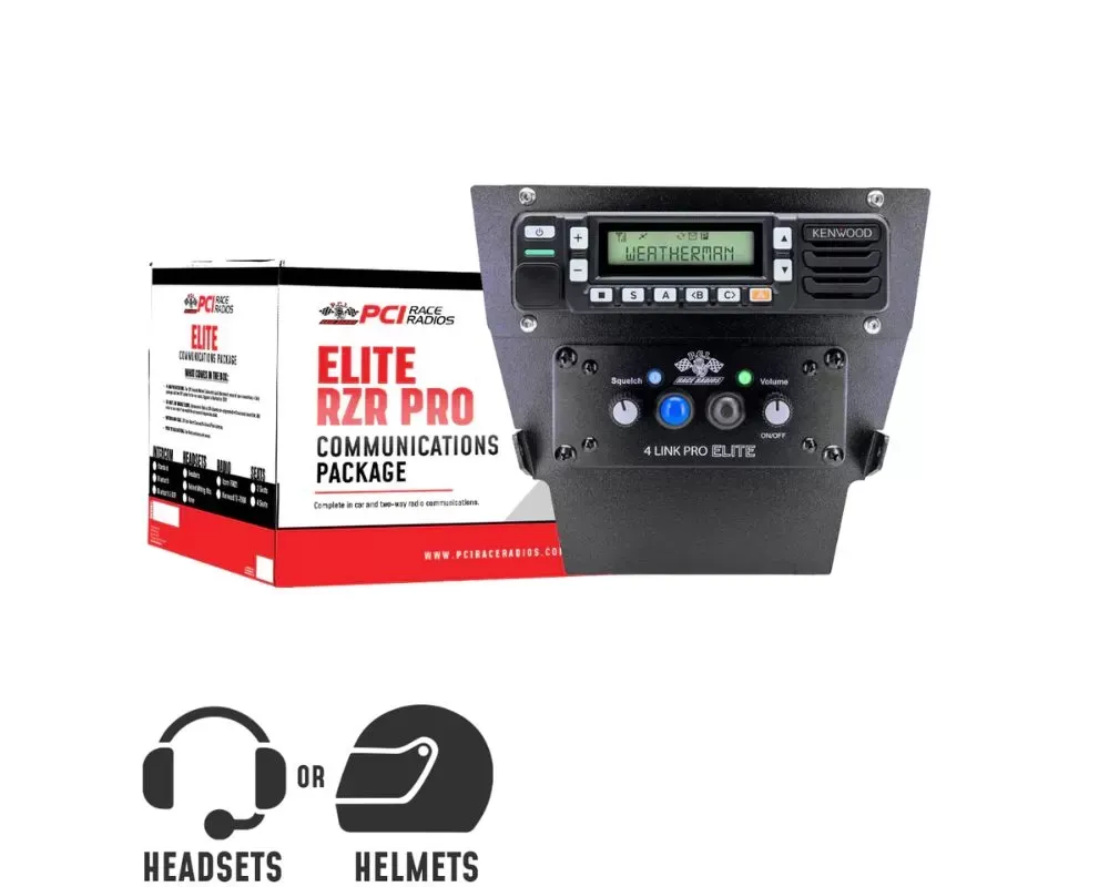 PCI Race Radios 4 Person DSP & BT Elite Communications Package w/ Helmet Wiring Kits & Icom Radio Polaris RZR Pro R - 4315