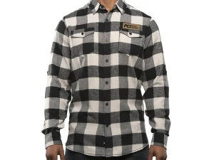PCI Race Radios Black and Gray Flannel w/ Leather Logo Patch - 2X Large Size - 2321 - Image 2