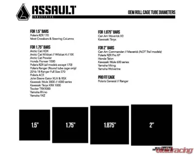 Assault Industries 90 Degree Top Tube Light Bar Mount Brackets Set of 2 - 1.5" Clamp Size Arctic Cat | CFMOTO Zforce | Kawasaki | Polaris | Tracker XTR | Honda | Can-Am | Yamaha 2005+ - LBM-U-003-1.5