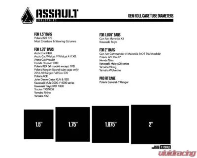 Assault Industries 90 Degree Top Tube Light Bar Mount Brackets Set of 2 - 1.875" Clamp Size Arctic Cat | CFMOTO Zforce | Kawasaki | Polaris | Tracker XTR | Honda | Can-Am | Yamaha 2005+ - LBM-U-003-1.875