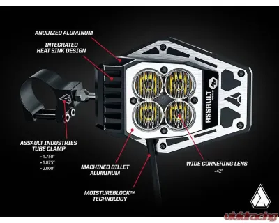 Assault Industries/Baja Designs NightHawk LED Side Mirrors - 2" Clamp Size - SVM-U-NTHWK-2.0