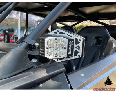 Assault Industries/Baja Designs NightHawk LED Side Mirrors - M10 A-Pillar Mount Bracket Black Anodized Maverick X3 - SVM-U-NTHWK-M10-61