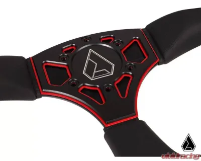 Assault Industries Red 350R Leather UTV Steering Wheel - SW-U-350RL-03