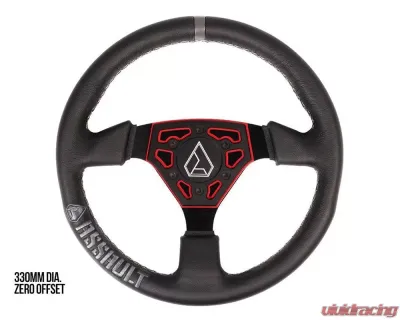 Assault Industries Red Universal Navigator Leather UTV Steering Wheel - SW-U-NAVL-03