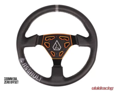 Assault Industries Orange Universal Navigator Leather UTV Steering Wheel - SW-U-NAVL-04