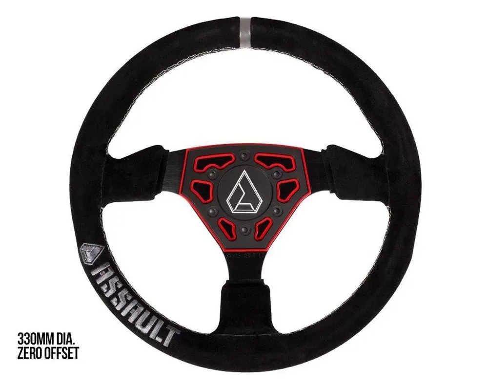 Assault Industries Red Universal Navigator Suede UTV Steering Wheel - SW-U-NAVS-03