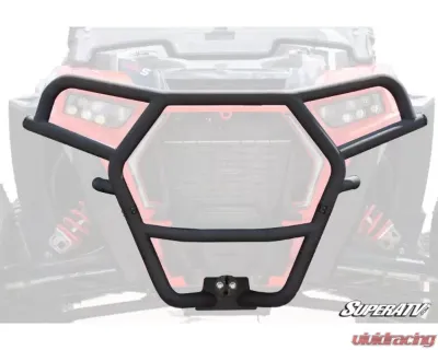 SuperATV Black Front Bumper w/ Winch Mount Polaris RZR XP Turbo S 2018+ - FBG-P-RZRXPTS-WM-00