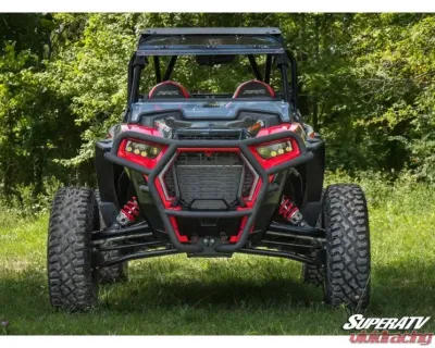 SuperATV Black Front Bumper w/ Winch Mount Polaris RZR XP Turbo S 2018+ - FBG-P-RZRXPTS-WM-00