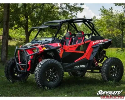SuperATV Black Front Bumper w/ Winch Mount Polaris RZR XP Turbo S 2018+ - FBG-P-RZRXPTS-WM-00