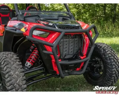 SuperATV Black Front Bumper w/ Winch Mount Polaris RZR XP Turbo S 2018+ - FBG-P-RZRXPTS-WM-00