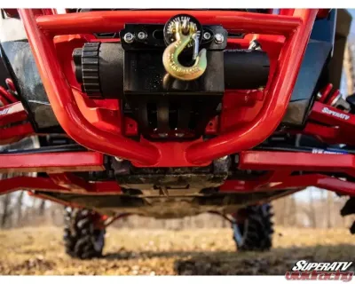 SuperATV Black Front Bumper w/ Winch Mount Polaris RZR XP Turbo S 2018+ - FBG-P-RZRXPTS-WM-00