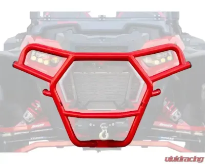 SuperATV Red Front Bumper w/ Winch Mount Polaris RZR XP Turbo S 2018+ - FBG-P-RZRXPTS-WM-03