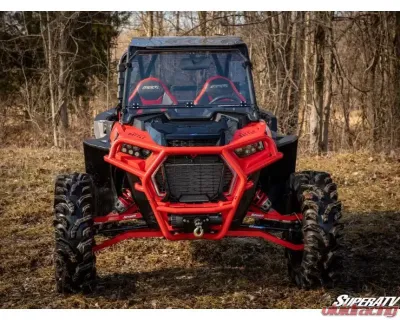 SuperATV Red Front Bumper w/ Winch Mount Polaris RZR XP Turbo S 2018+ - FBG-P-RZRXPTS-WM-03