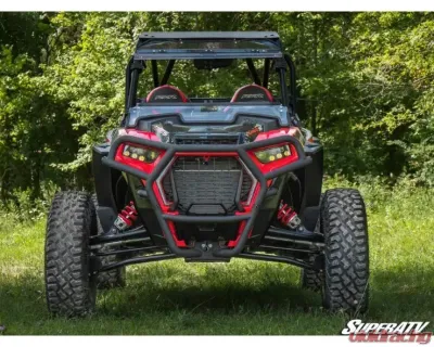 SuperATV 3500 Lb. Black Front Bumper Polaris RZR XP Turbo S 2018+ - FBG-P-RZRXPTS-WM-35-00