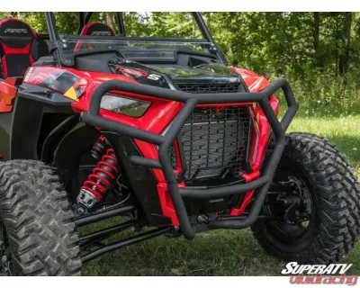 SuperATV 3500 Lb. Black Front Bumper Polaris RZR XP Turbo S 2018+ - FBG-P-RZRXPTS-WM-35-00