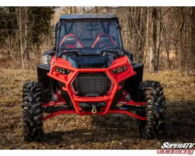 SuperATV 3500 Lb. Red Front Bumper Polaris RZR XP Turbo S 2018+ - FBG-P-RZRXPTS-WM-35-03