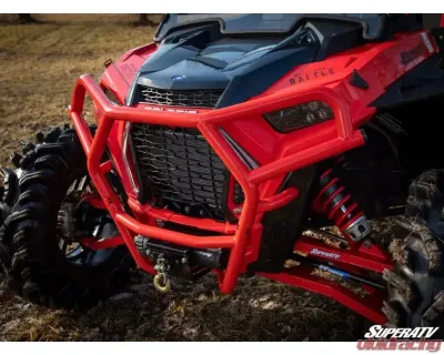 SuperATV 3500 Lb. Red Front Bumper Polaris RZR XP Turbo S 2018+ - FBG-P-RZRXPTS-WM-35-03