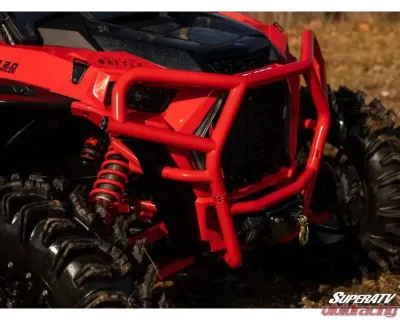 SuperATV 4500 Lb. Red Front Bumper Polaris RZR XP Turbo S 2018+ - FBG-P-RZRXPTS-WM-45-03