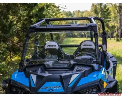 SuperATV Clear Scratch Resistant Flip Down Windshield Polaris RZR XP 1000 2014+ - FDWS-P-RZR1K-002-70