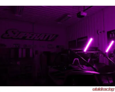 SuperATV 2 Foot RGB Led Whip Lights w/ Formed Cage Vertical Brackets - WL-2-001-005-V