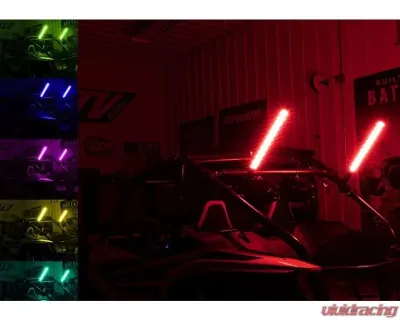 SuperATV 2 Foot RGB Led Whip Lights w/ 1.75 Inches Horizontal Brackets - WL-2-001-006-H