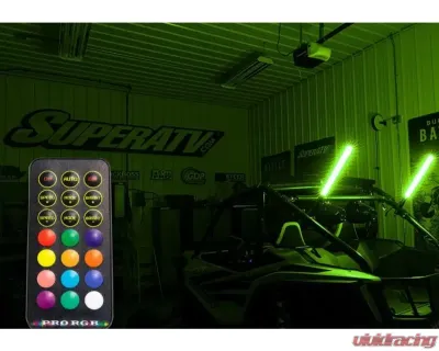 SuperATV 2 Foot RGB Led Whip Lights w/ 2 Inches Vertical Brackets - WL-2-001-007-V
