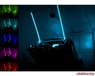 SuperATV 5 Foot RGB Led Whip Lights w/ Formed Cage Vertical Brackets - WL-5-001-005-V