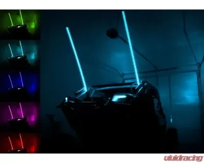 SuperATV 5 Foot RGB Led Whip Lights w/ 2 Inches Horizontal Brackets - WL-5-001-007-H