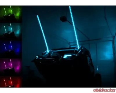 SuperATV 5 Foot RGB Led Whip Lights w/ 2 Inches Vertical Brackets - WL-5-001-007-V
