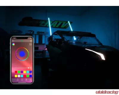 SuperATV 5 Foot RGB Led Whip Lights w/ 2 Inches Vertical Brackets - WL-5-001-007-V