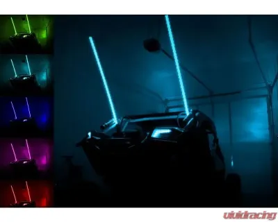 SuperATV 5 Foot RGB Led Whip Lights w/ 1.875 Inches Horizontal Brackets - WL-5-001-008-H