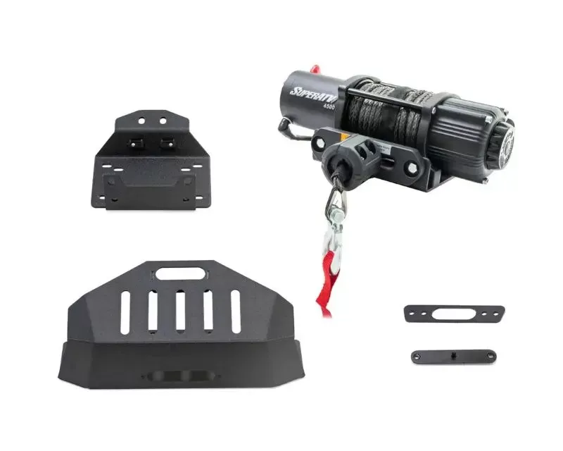 SuperATV Winch Mount for Stock Bumper w/ 4500 Lb. Winch Polaris RZR XP Turbo S 2018+ - WM-P-RZRXPTS-001-4500