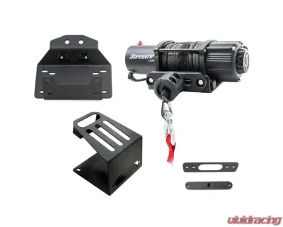 SuperATV Winch Mount for No Bumper w/ 4500 Lb. Winch Polaris RZR XP Turbo S 2018+ - WM-P-RZRXPTS-002-4500